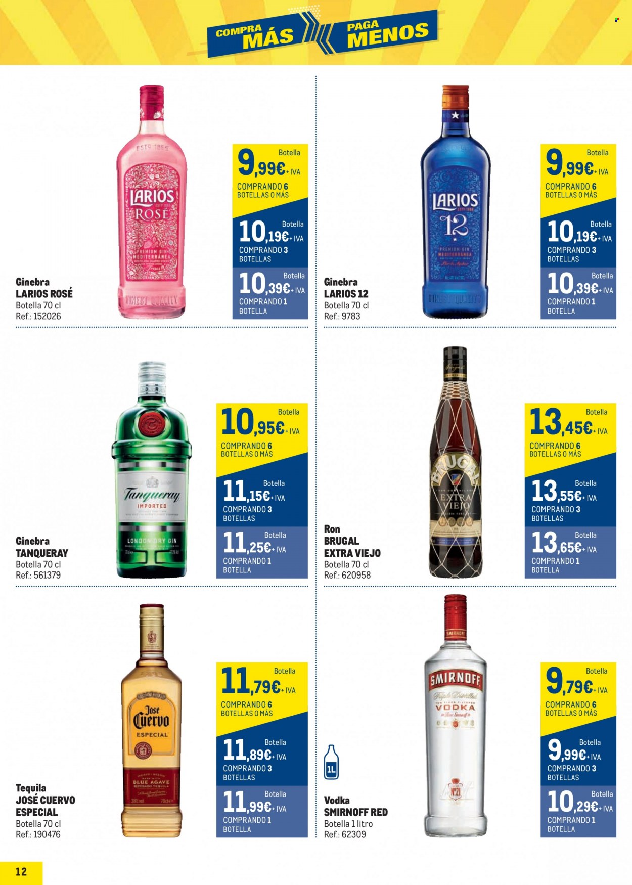 thumbnail - Folleto actual Makro - 17/11/22 - 04/01/23 - Ventas - bebida alcohólica, Smirnoff, ron, Brugal, gin, Larios, Tanqueray, tequila, vodka, José Cuervo. Página 12.