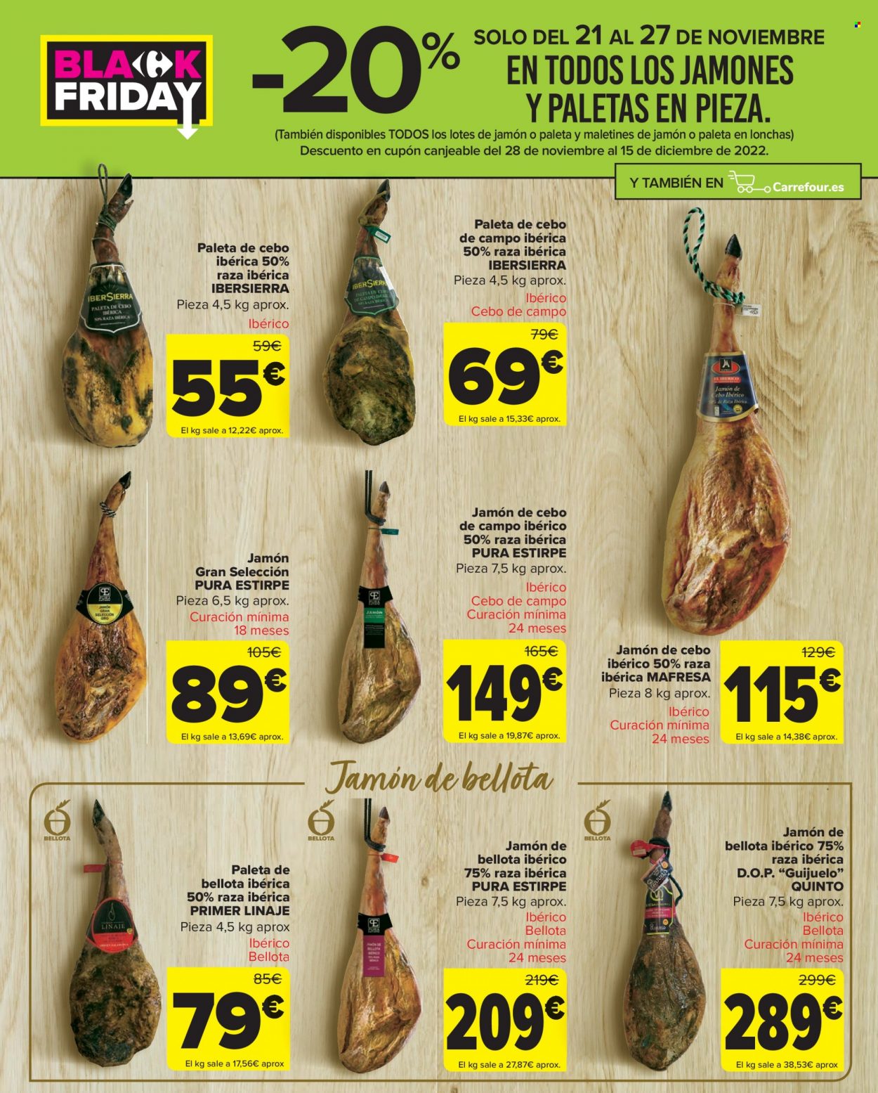 thumbnail - Folleto actual Carrefour - 22/11/22 - 01/12/22 - Ventas - jamón ibérico, paleta ibérica, jamón, jamón serrano, jamón de bellota. Página 11.