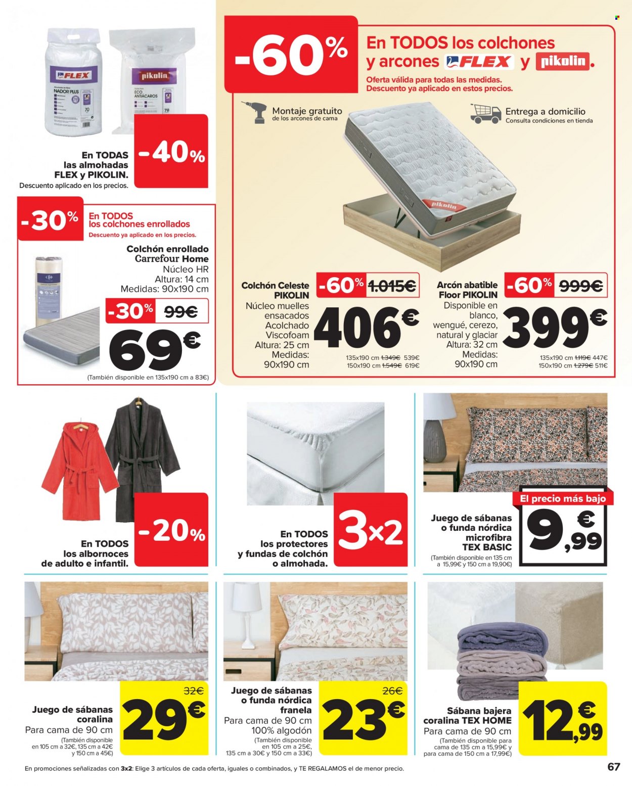 thumbnail - Folleto actual Carrefour - 22/11/22 - 01/12/22 - Ventas - colchón, funda nórdica, juego de sábanas, bajera, sábana. Página 67.