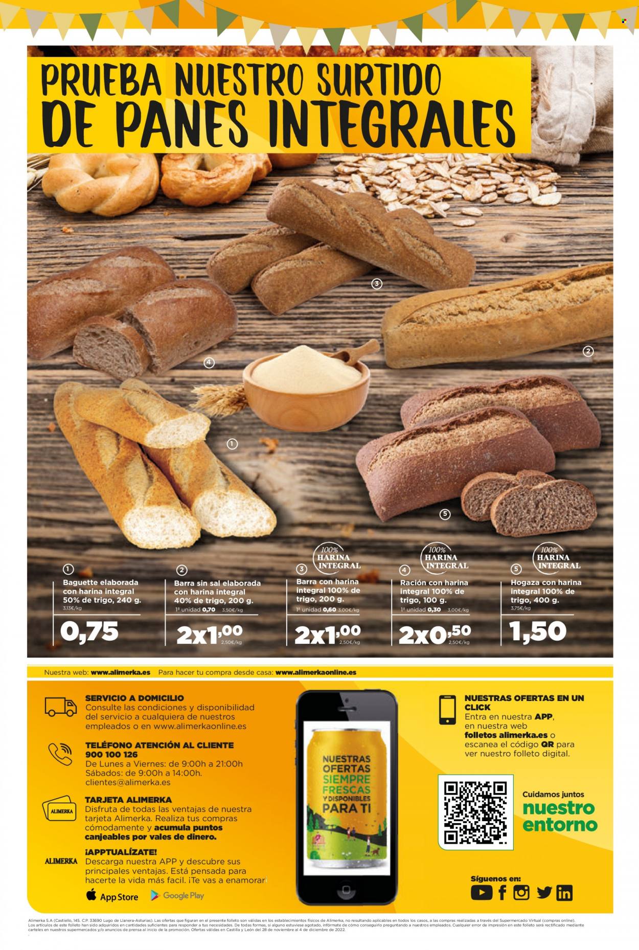 thumbnail - Folleto actual Alimerka - 28/11/22 - 04/12/22 - Ventas - baguette, barra de pan, hogaza. Página 12.