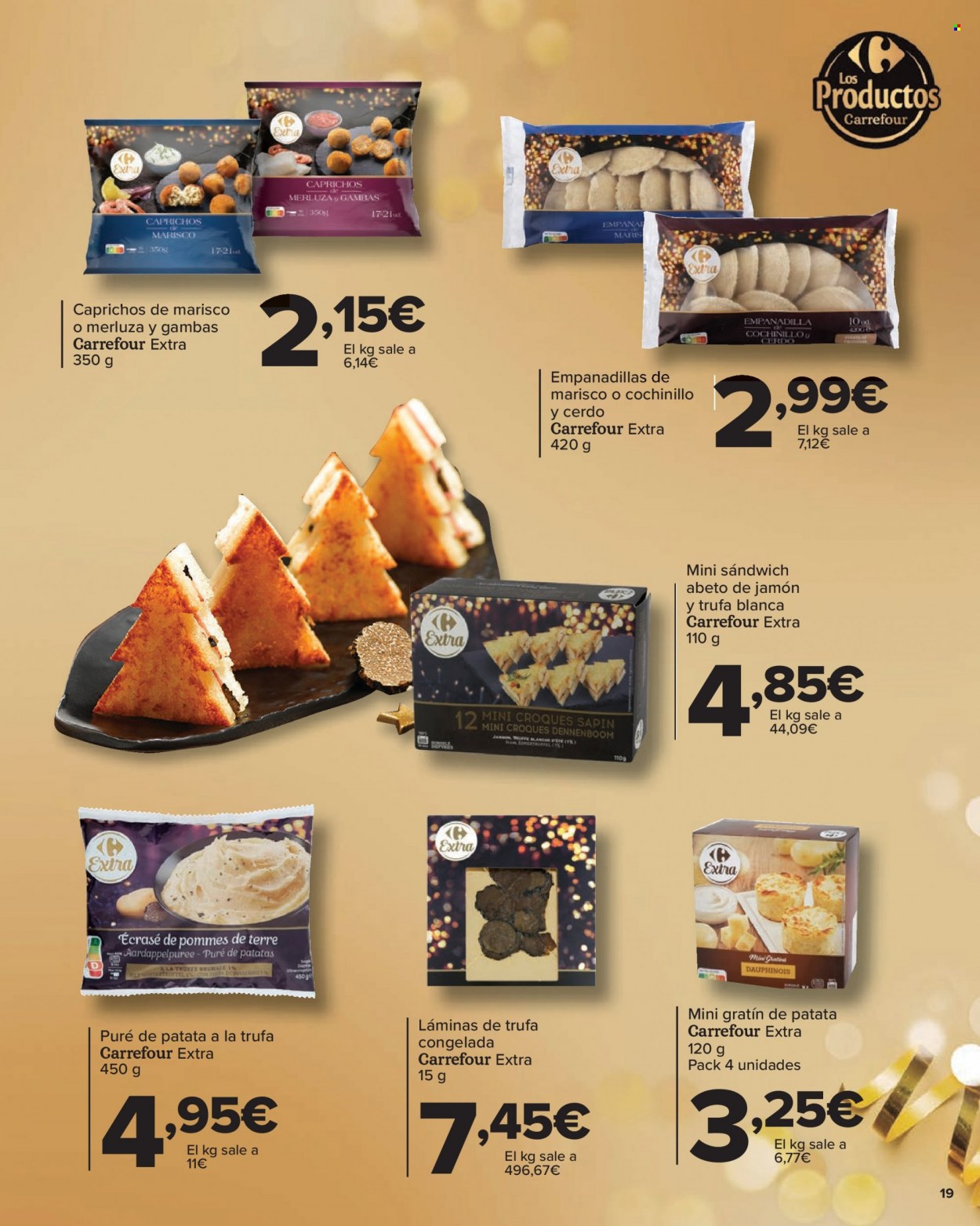 thumbnail - Folleto actual Carrefour - 01/12/22 - 31/12/22 - Ventas - croquetas, plato terminado, cochinillo, empanada, sandwich, puré de patatas, trufa. Página 19.