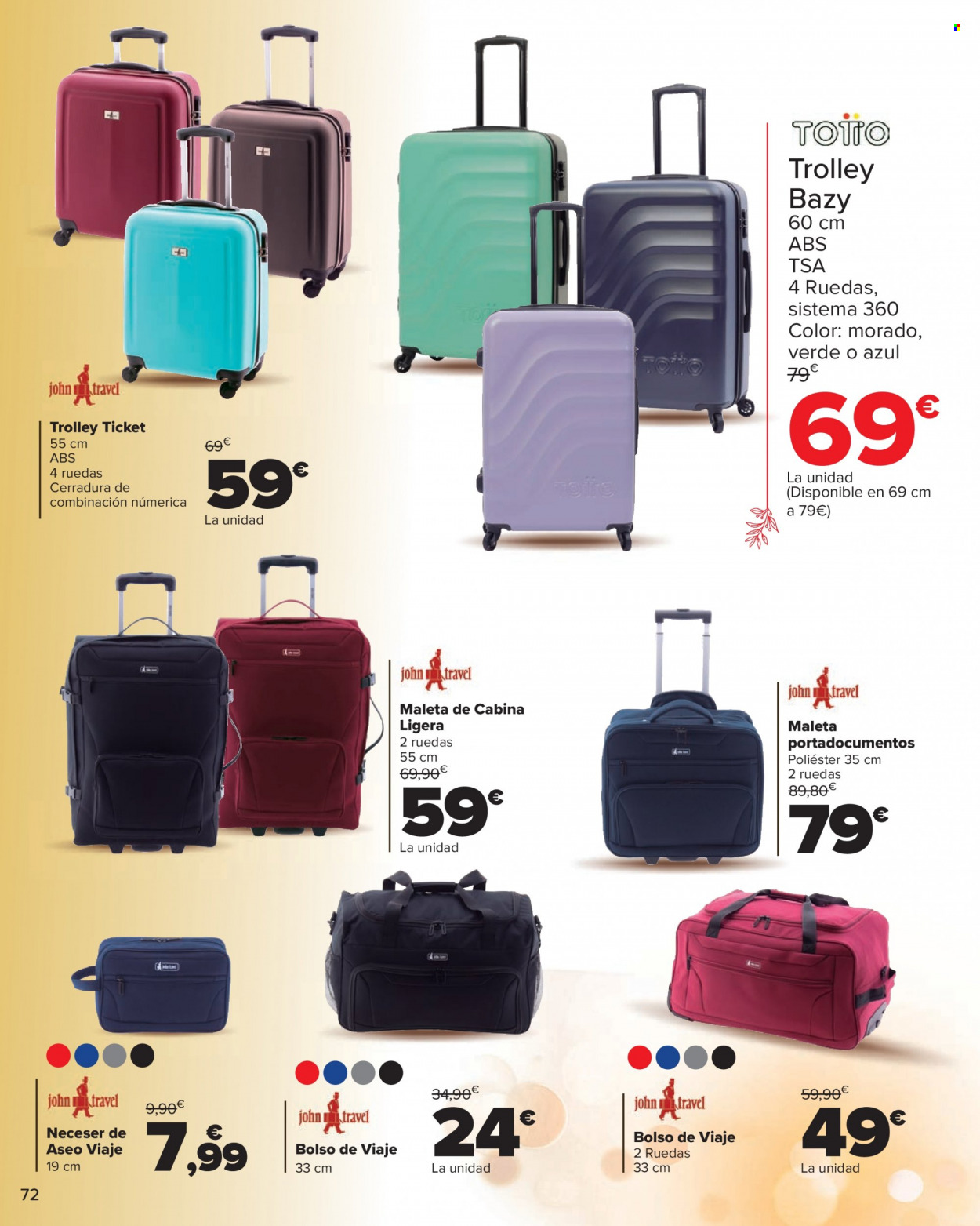 thumbnail - Folleto actual Carrefour - 01/12/22 - 08/01/23 - Ventas - maleta, trolley, bolso, bolso de viaje, neceser. Página 72.