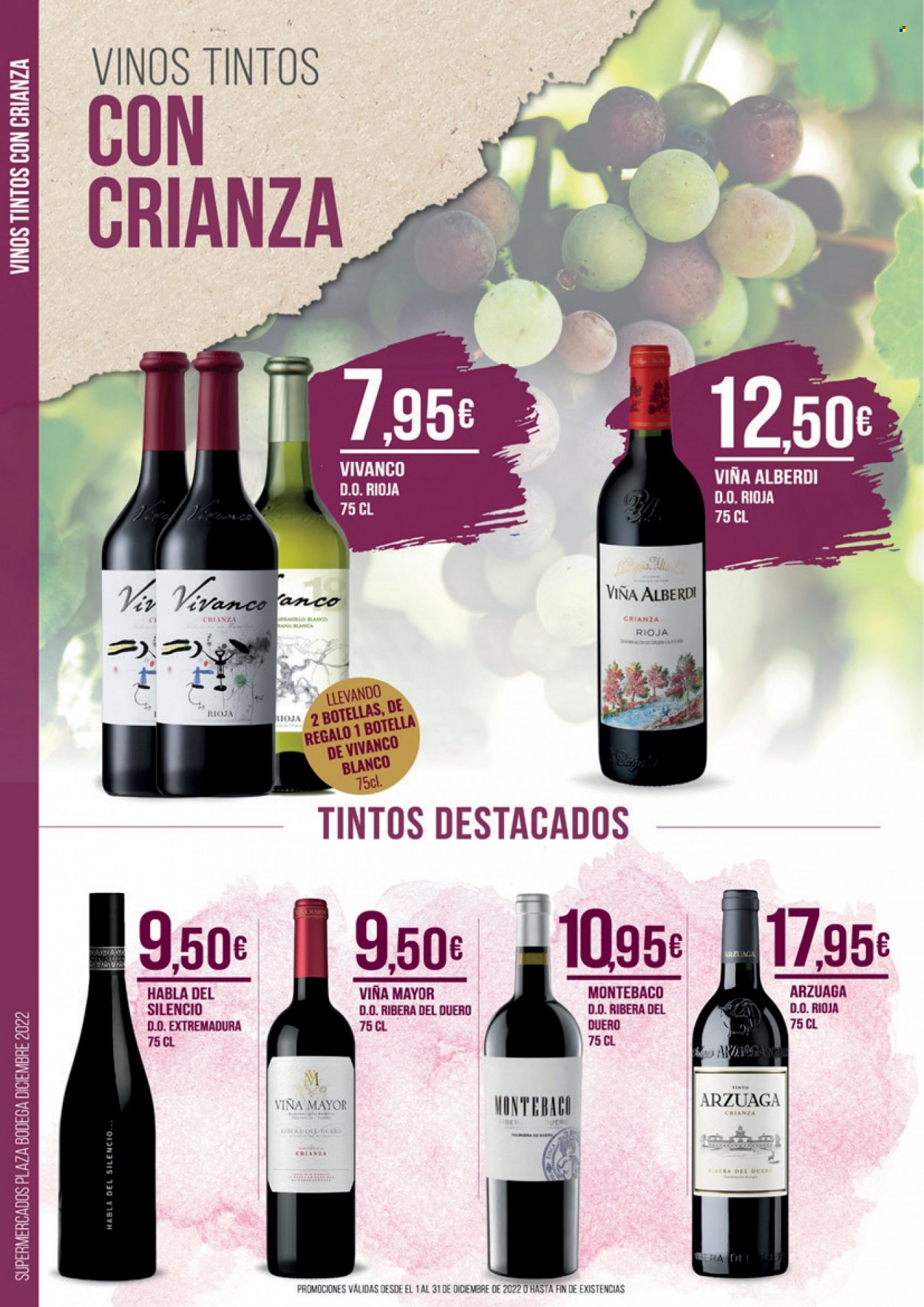 thumbnail - Folleto actual Supermercados Plaza - Ventas - vino, vino tinto, Ribera del Duero, Rioja, Crianza, Bodegas Habla. Página 6.