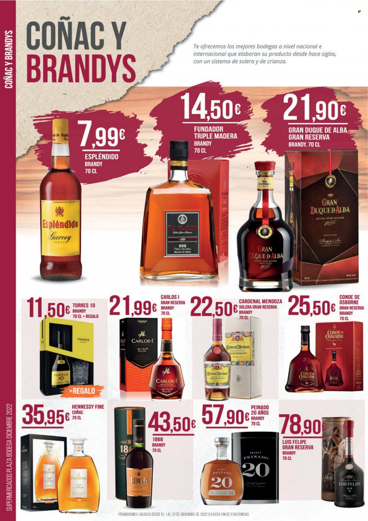 thumbnail - Folleto actual Supermercados Plaza - Ventas - Gran Reserva, vino, brandy, cognac. Página 18.