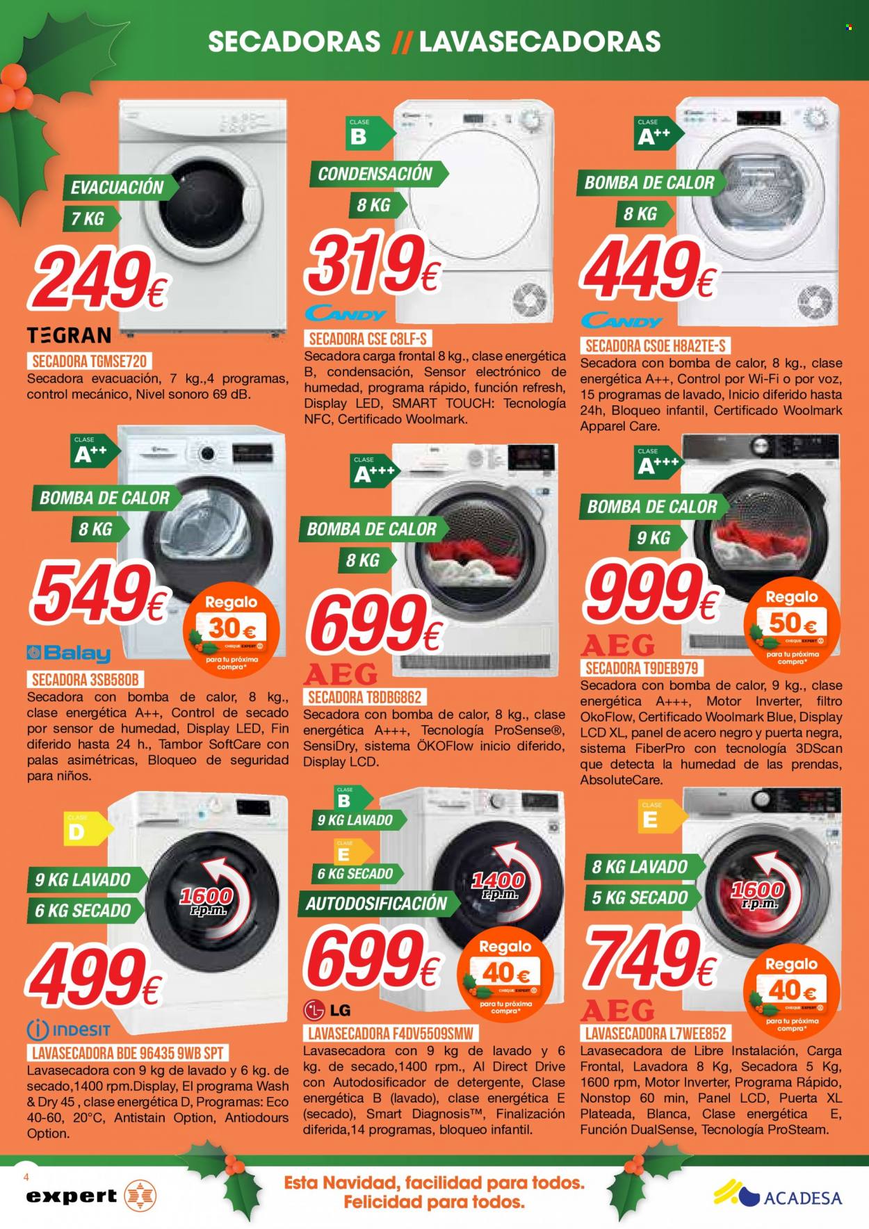 thumbnail - Folleto actual Acadesa - 09/12/22 - 05/01/23 - Ventas - lavadora, lavadora y secadora, secadora. Página 4.