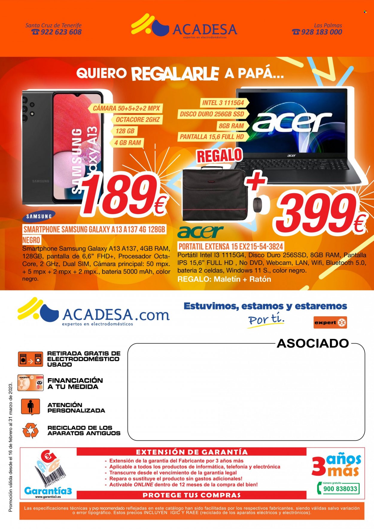 thumbnail - Folleto actual Acadesa - 16/02/23 - 31/03/23 - Ventas - Samsung, Samsung Galaxy, Samsung Galaxy A13, smartphone, Acer, notebook. Página 5.