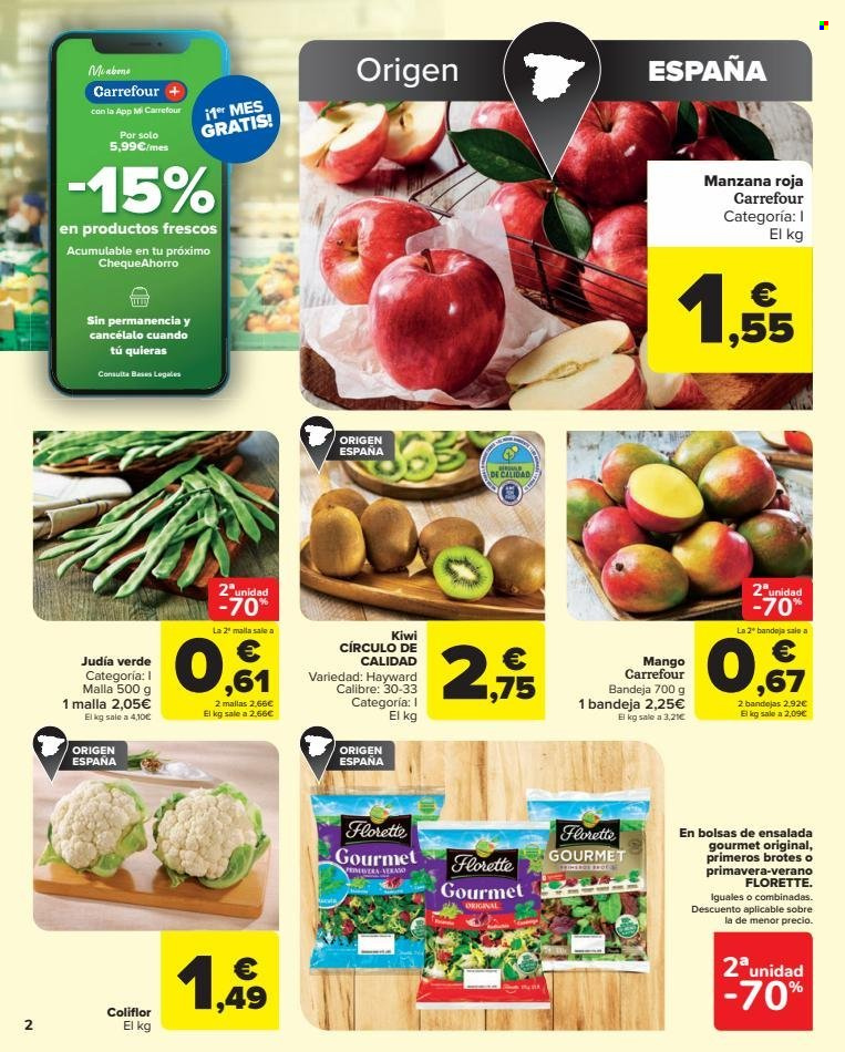 thumbnail - Folleto actual Carrefour - 14/03/23 - 27/03/23 - Ventas - manzanas, judía verde, judías. Página 2.