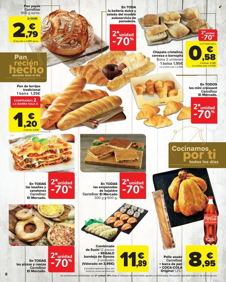 thumbnail - Folleto actual Carrefour - 14/03/23 - 27/03/23 - Ventas - pan, chapata, gyoza, plato terminado, sushi, pollo asado. Página 8.