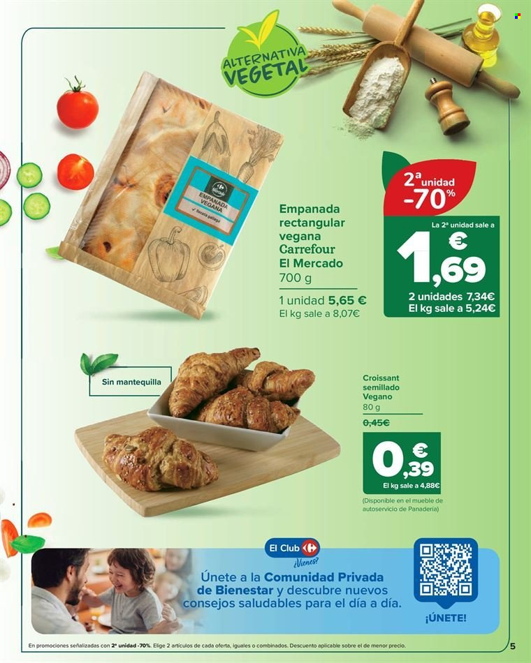 thumbnail - Folleto actual Carrefour - 14/03/23 - 27/03/23 - Ventas - empanada, productos vegetarianos, croissant, pastelería. Página 5.