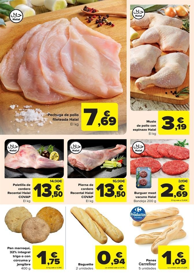 thumbnail - Folleto actual Carrefour - 14/03/23 - 14/04/23 - Ventas - muslo de pollo, pollo, baguette, pechuga de pollo, carne picada, hamburguesa, cordero, pan. Página 2.