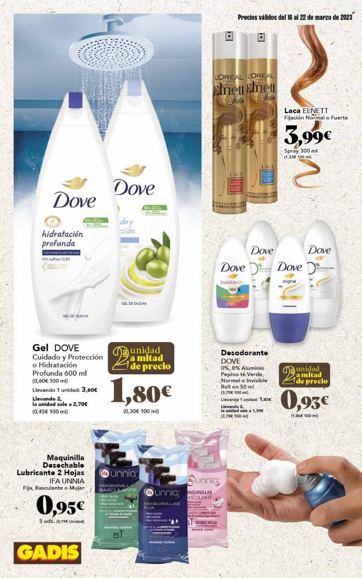thumbnail - Folleto actual Gadis - 16/03/23 - 22/03/23 - Ventas - L'Oréal, Dove, crema de ducha, gel de baño, desodorante, maquinilla de afeitar. Página 30.