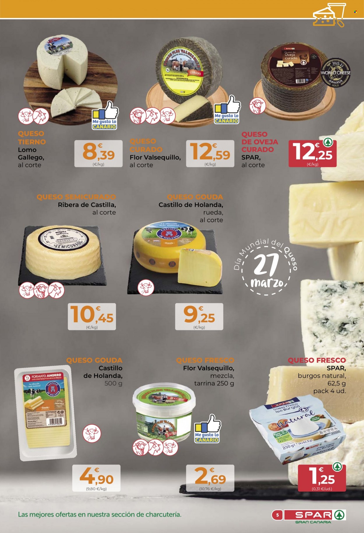 thumbnail - Folleto actual SPAR - 17/03/23 - 30/03/23 - Ventas - queso, queso curado, queso de oveja, queso semicurado, gouda, queso fresco. Página 5.