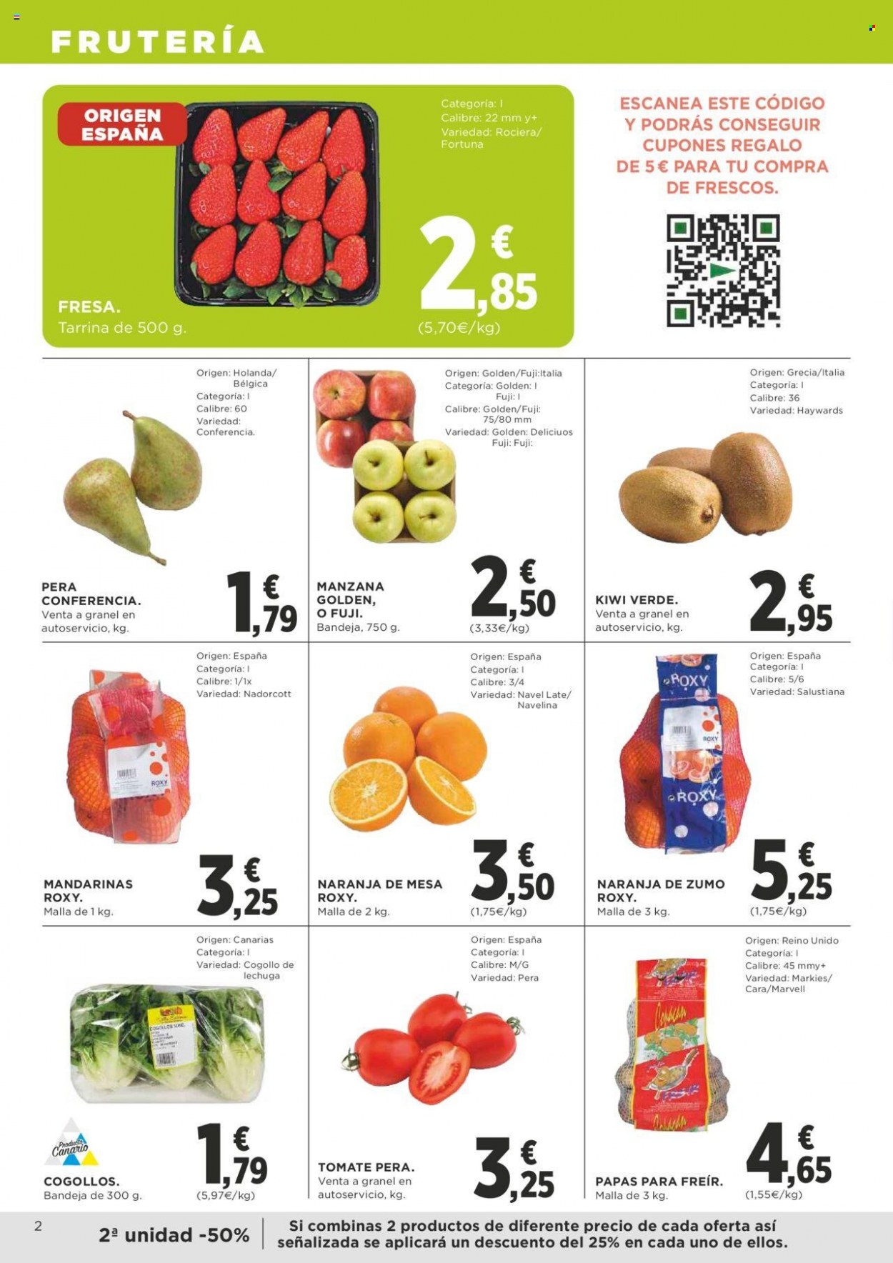 thumbnail - Folleto actual Supercor supermercados - 23/03/23 - 04/04/23 - Ventas - fresa, mandarina, naranja, tomate, papa, cogollo. Página 2.
