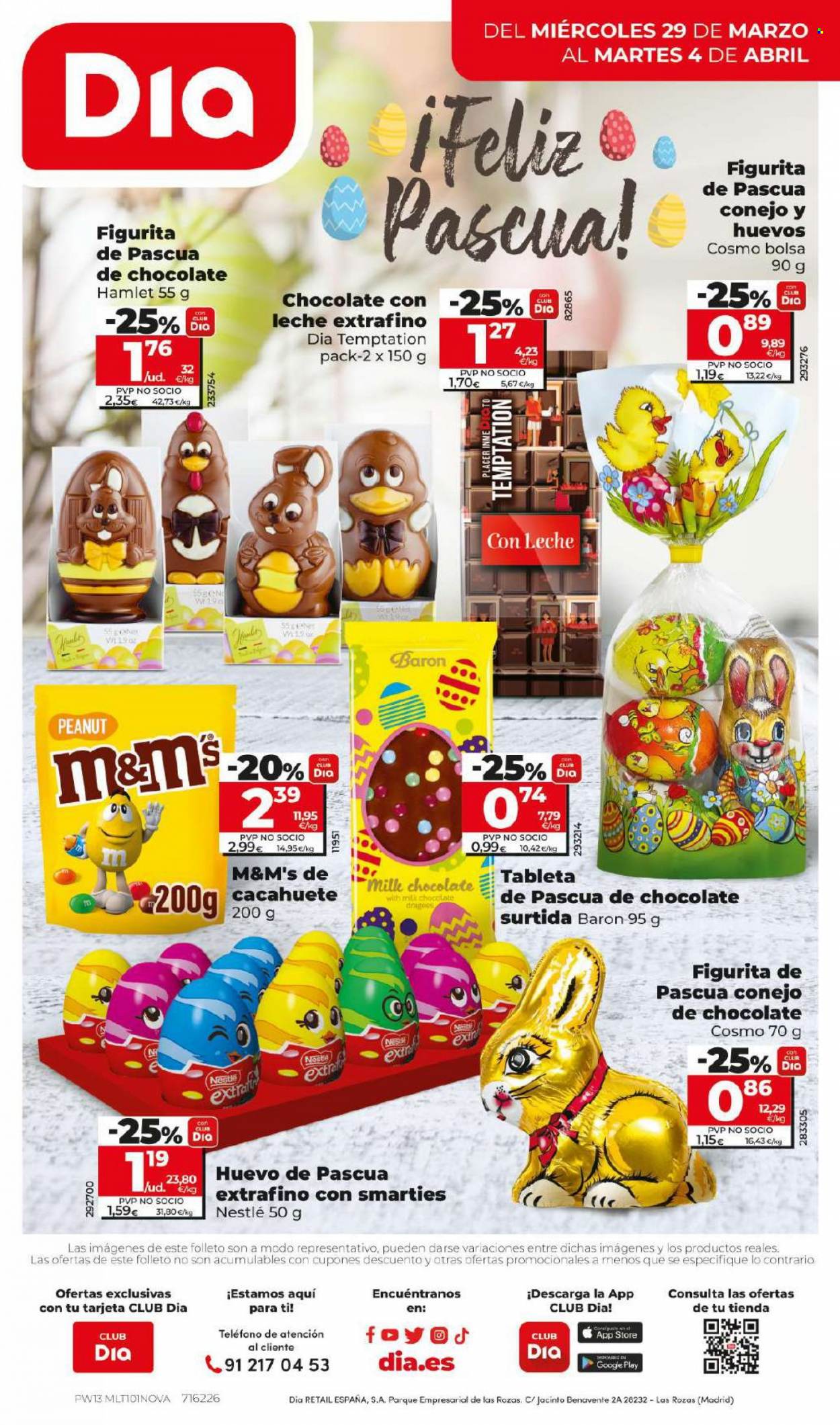 thumbnail - Folleto actual Dia - 29/03/23 - 04/04/23 - Ventas - chocolate, figuras de chocolate, conejo de Páscua, tableta. Página 12.