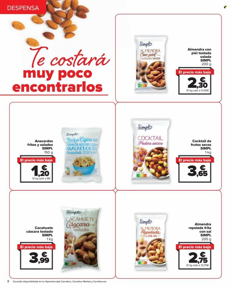 thumbnail - Folleto actual Carrefour - 24/03/23 - 21/06/23 - Ventas - almendra, frutos secos, cacahuete. Página 8.