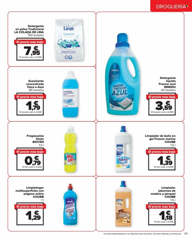 thumbnail - Folleto actual Carrefour - 24/03/23 - 21/06/23 - Ventas - detergente, detergente en polvo, suavizante, suavizante concentrado, limpiador, limpiador para baño, limpiahogar, detergente en gel. Página 29.
