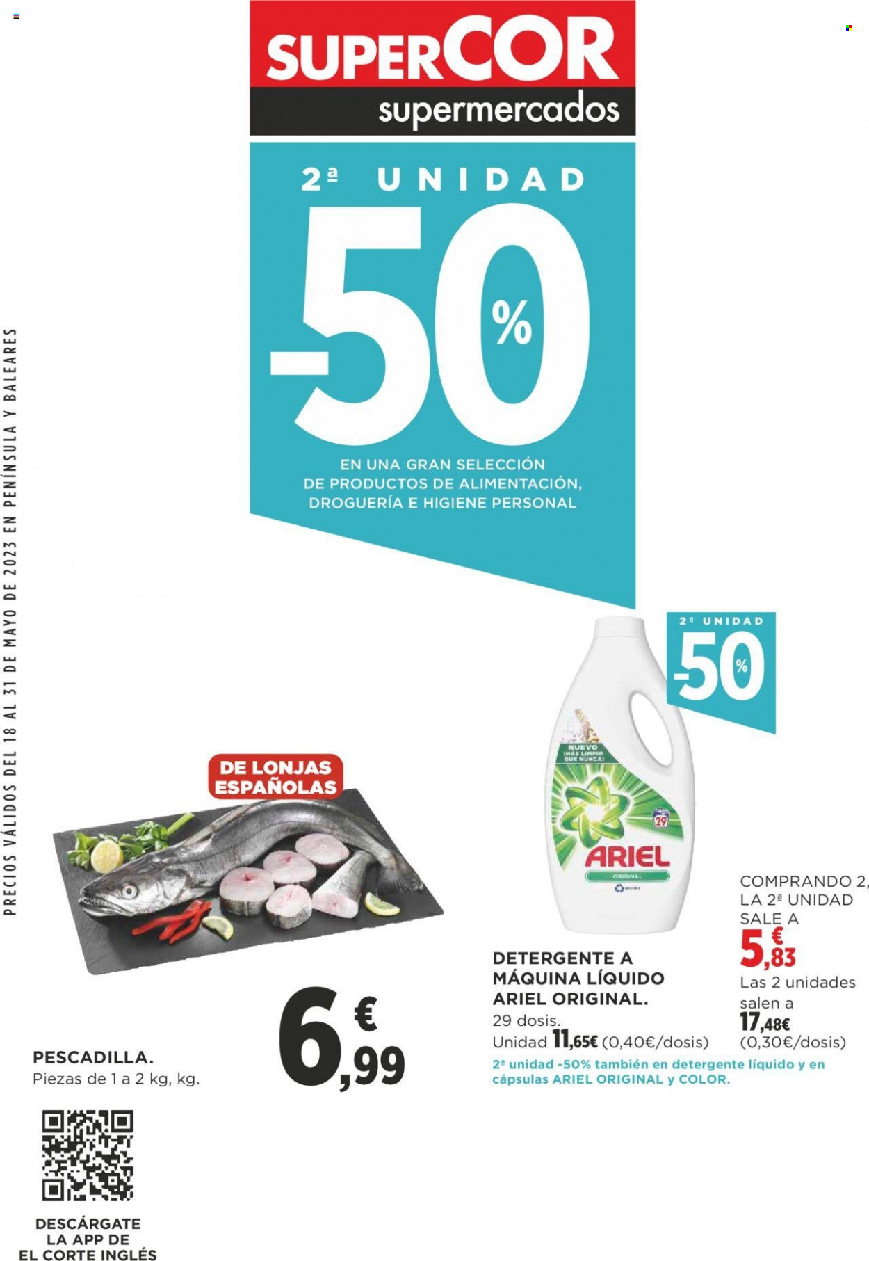 thumbnail - Folleto actual Supercor supermercados - 18/05/23 - 31/05/23 - Ventas - pescadilla, pescado, Ariel, detergente, detergente en gel. Página 1.