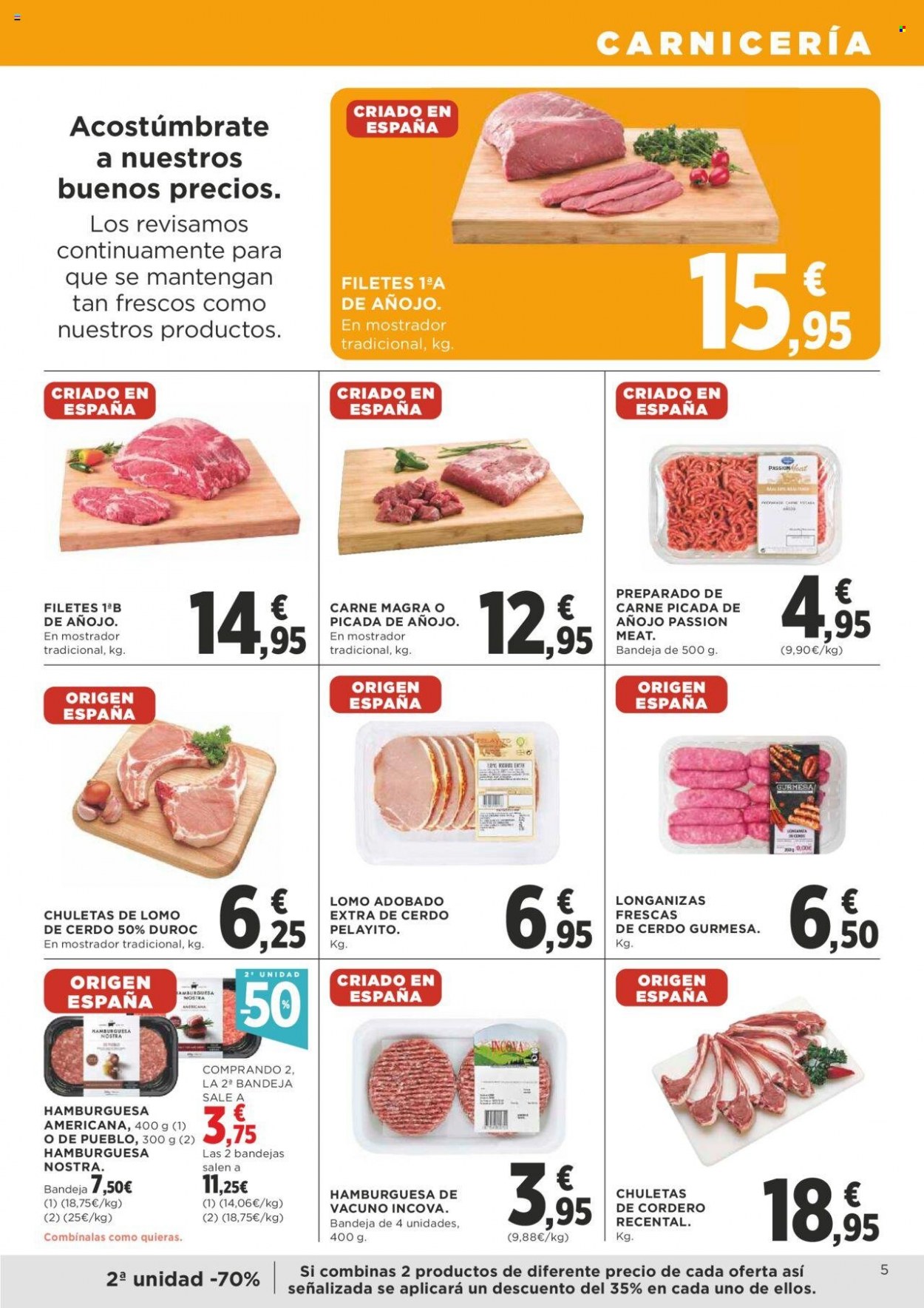 thumbnail - Folleto actual Supercor supermercados - 18/05/23 - 31/05/23 - Ventas - lomo de cerdo, lomo adobado, preparado de carne, carne de añojo, hamburguesa, carne picada, cordero. Página 5.