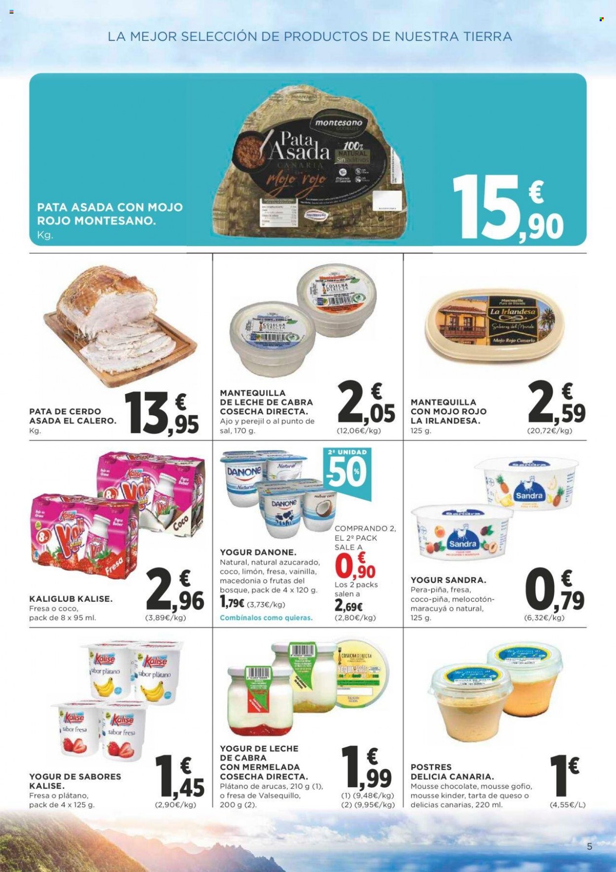 thumbnail - Folleto actual Supercor supermercados - 18/05/23 - 31/05/23 - Ventas - pata de cerdo, banana, mousse, postre, cheesecake, pata asada, yogur, Danone, Kinder, mantequilla, Gofio. Página 5.