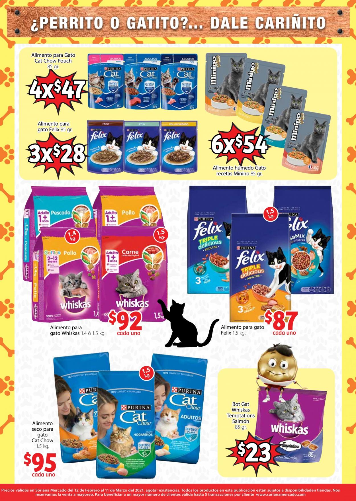 thumbnail - Folleto actual Soriana Mercado - 12.2.2021 - 11.3.2021 - Ventas - Felix, Purina, Whiskas, alimentos para mascota, alimento para gatos. Página 3.