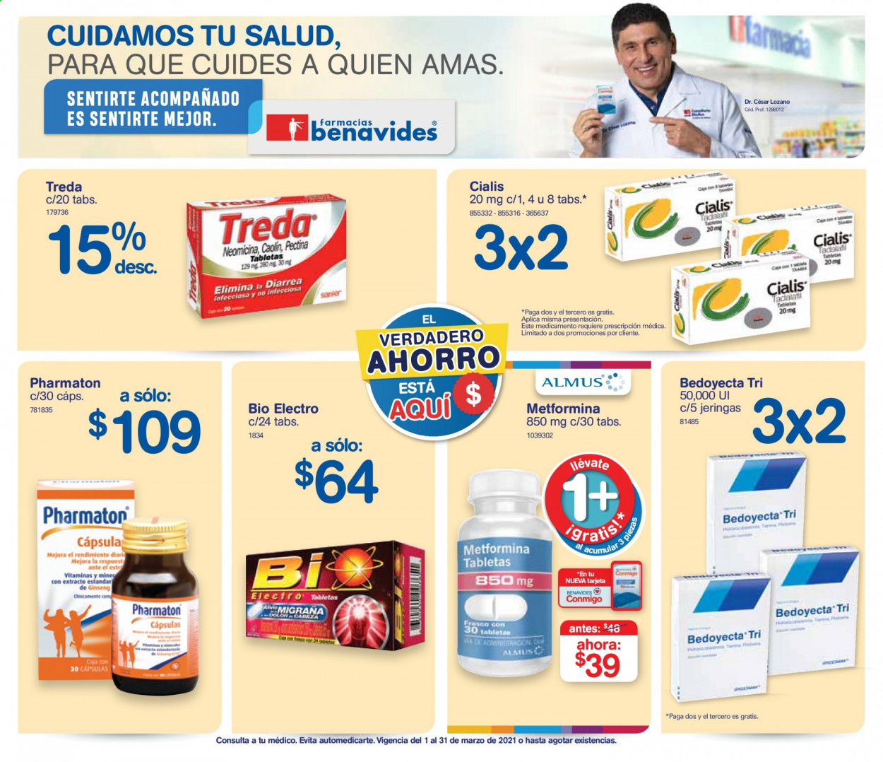 thumbnail - Folleto actual Farmacias Benavides - 1.3.2021 - 31.3.2021 - Ventas - Pharmaton. Página 1.