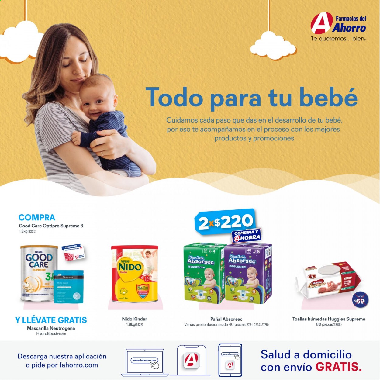 thumbnail - Folleto actual Farmacias del Ahorro - 1.5.2021 - 31.5.2021 - Ventas - Nestlé, Kinder, leche infantil, Huggies, pañales, toallas húmedas, KleenBebé, Neutrogena. Página 1.
