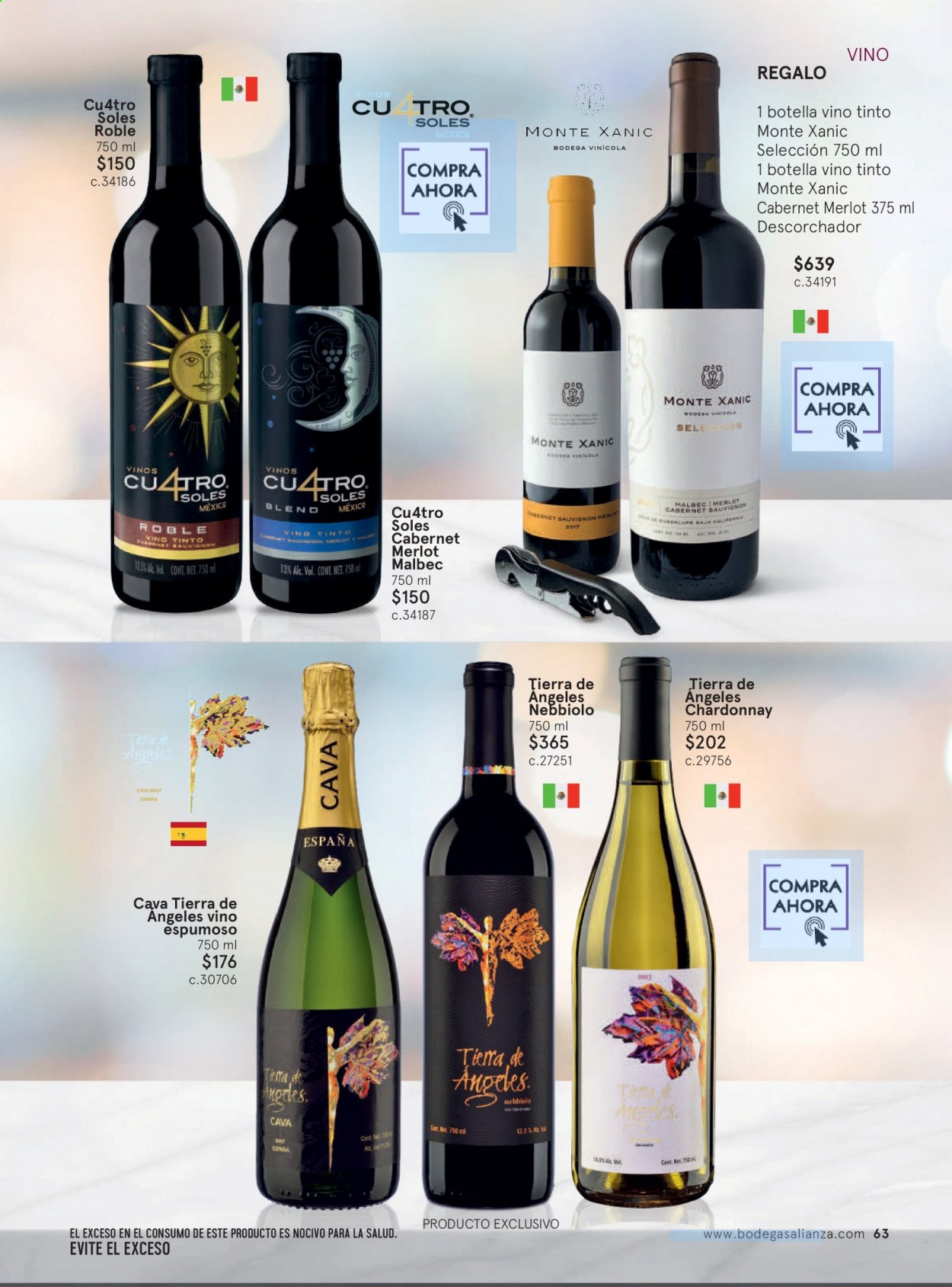 thumbnail - Folleto actual Bodegas Alianza - Ventas - vino, brut, Cabernet Sauvignon, Cava, Cava Brut, Chardonnay, Merlot, vino espumoso, vino tinto. Página 69.