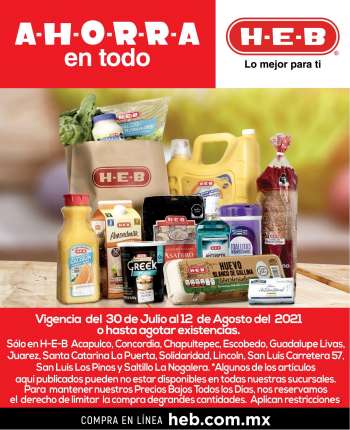 Folleto actual H-E-B - 30.7.2021 - 12.8.2021.