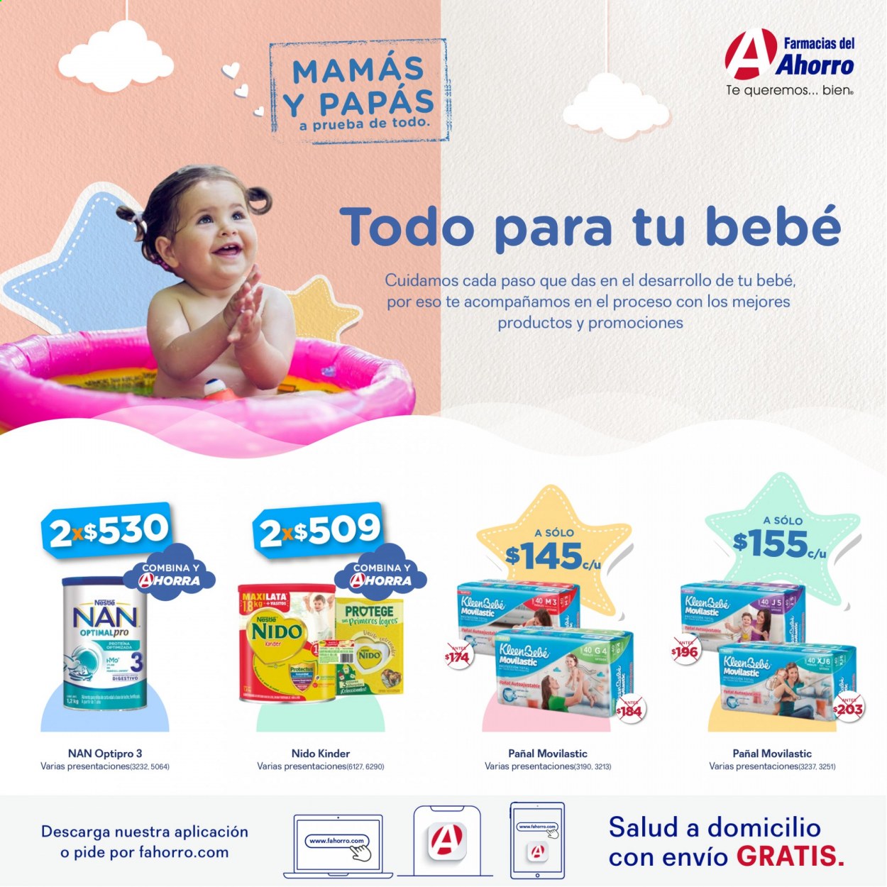 thumbnail - Folleto actual Farmacias del Ahorro - 1.8.2021 - 31.8.2021 - Ventas - Nestlé, Kinder, leche infantil, pañales, KleenBebé. Página 1.