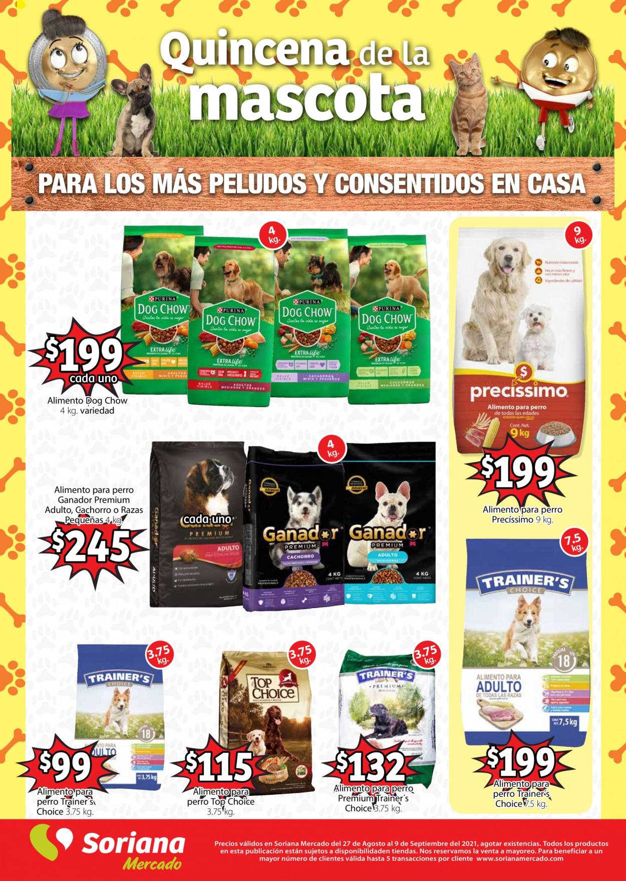 thumbnail - Folleto actual Soriana Mercado - 27.8.2021 - 9.9.2021 - Ventas - alimento para perros, alimentos para mascota. Página 1.