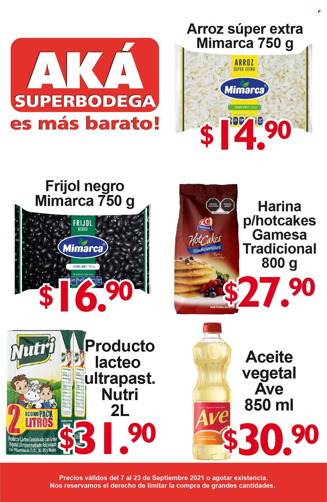 thumbnail - Folleto actual AKÁ Superbodega - 7.9.2021 - 23.9.2021 - Ventas - frijol, arroz, aceite, aceite vegetal. Página 1.
