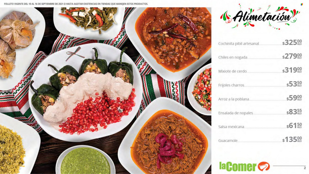 thumbnail - Folleto actual La Comer - 10.9.2021 - 16.9.2021 - Ventas - ensalada, frijol, arroz, salsa mexicana. Página 2.