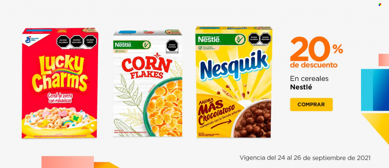 thumbnail - Folleto actual Chedraui - 24.9.2021 - 26.9.2021 - Ventas - Nestlé, Nesquik, corn flakes. Página 1.