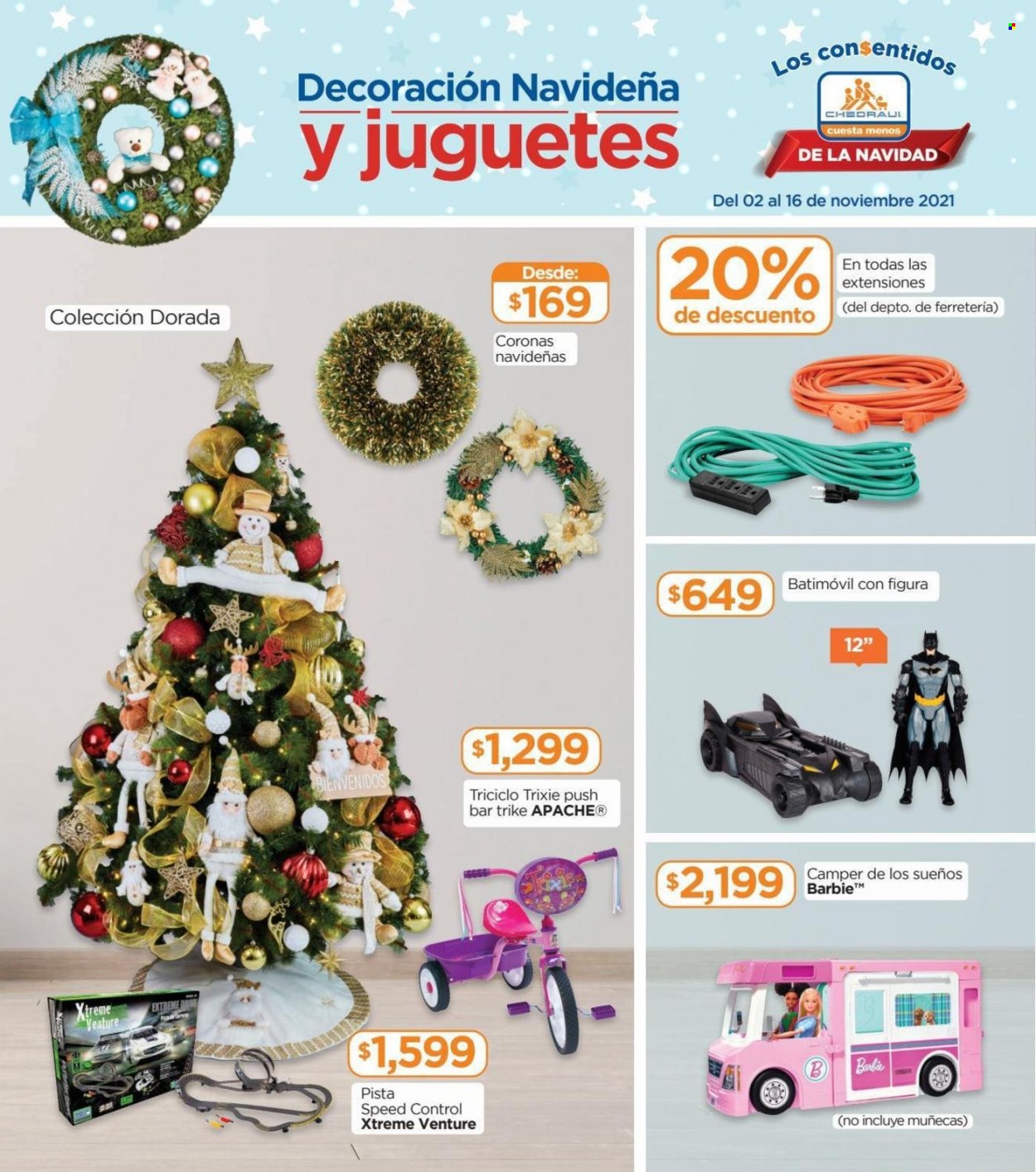thumbnail - Folleto actual Chedraui - 2.11.2021 - 16.11.2021 - Ventas - surtido de Navidad, decoración, juguete, triciclo. Página 1.