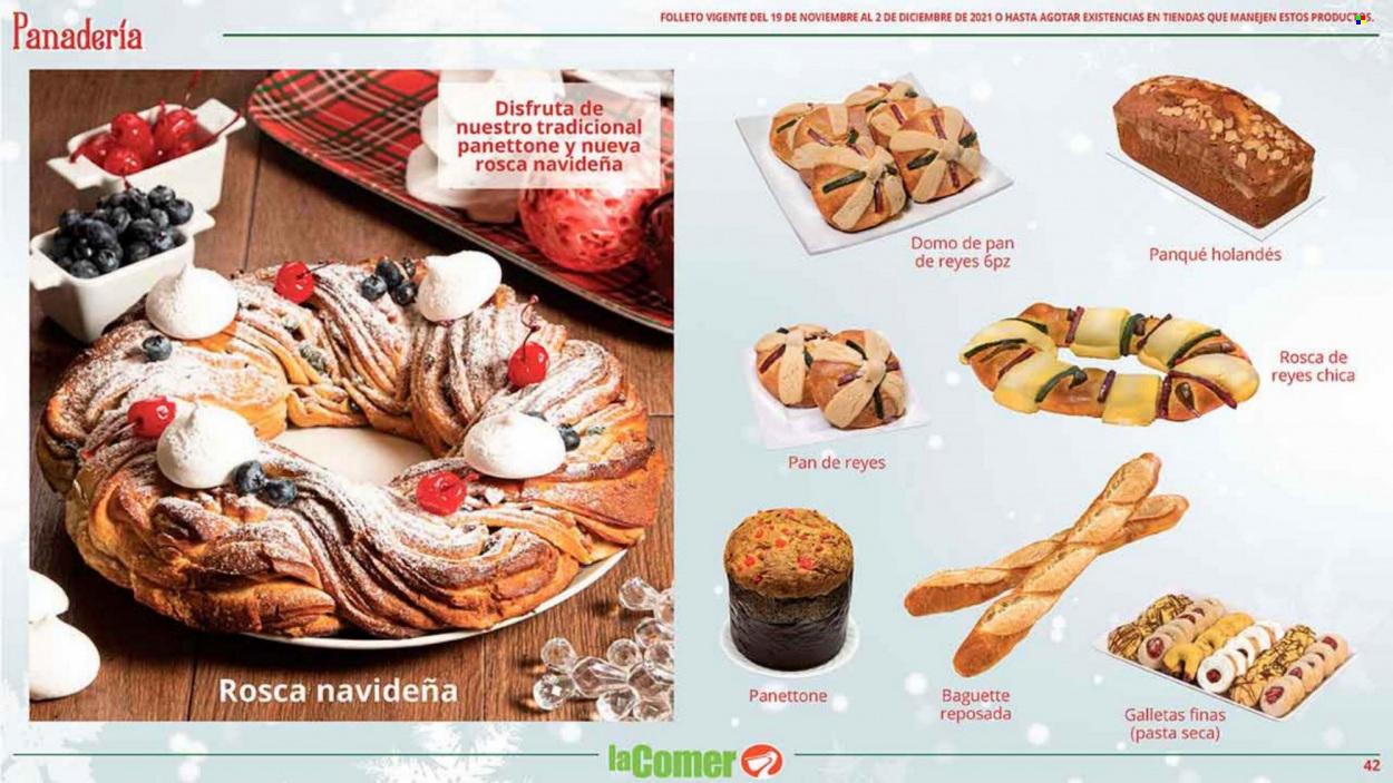 thumbnail - Folleto actual La Comer - 19.11.2021 - 2.12.2021 - Ventas - baguette, panettone, galletas, pasta. Página 42.