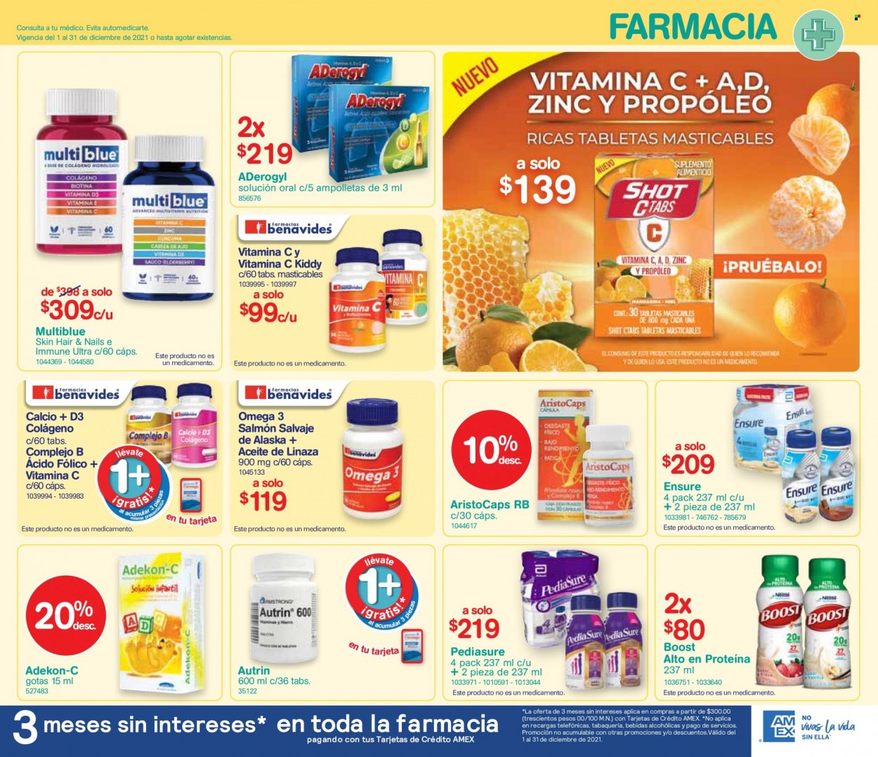 thumbnail - Folleto actual Farmacias Benavides - 1.12.2021 - 31.12.2021 - Ventas - Calcio, Ensure, PediaSure, Colágeno. Página 9.