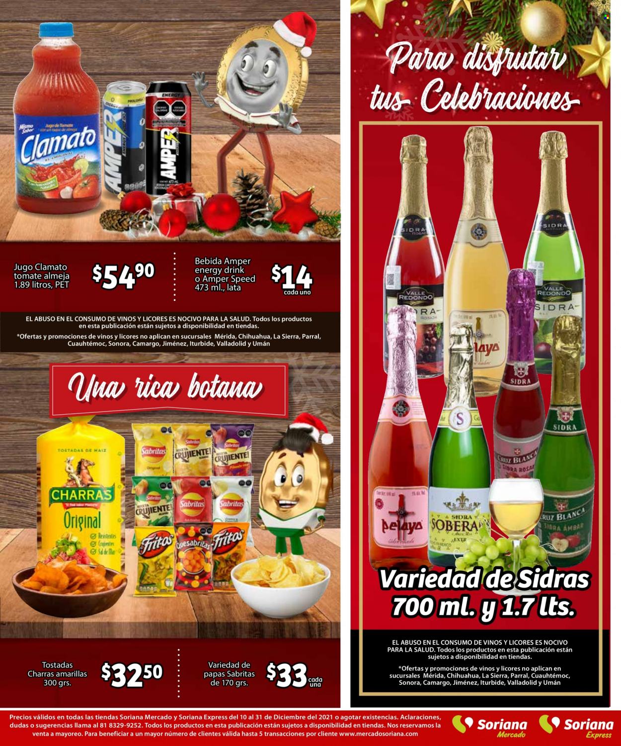 thumbnail - Folleto actual Soriana - 10.12.2021 - 31.12.2021 - Ventas - tomate, almeja, bebida, bebida energética, clamato, jugo. Página 5.