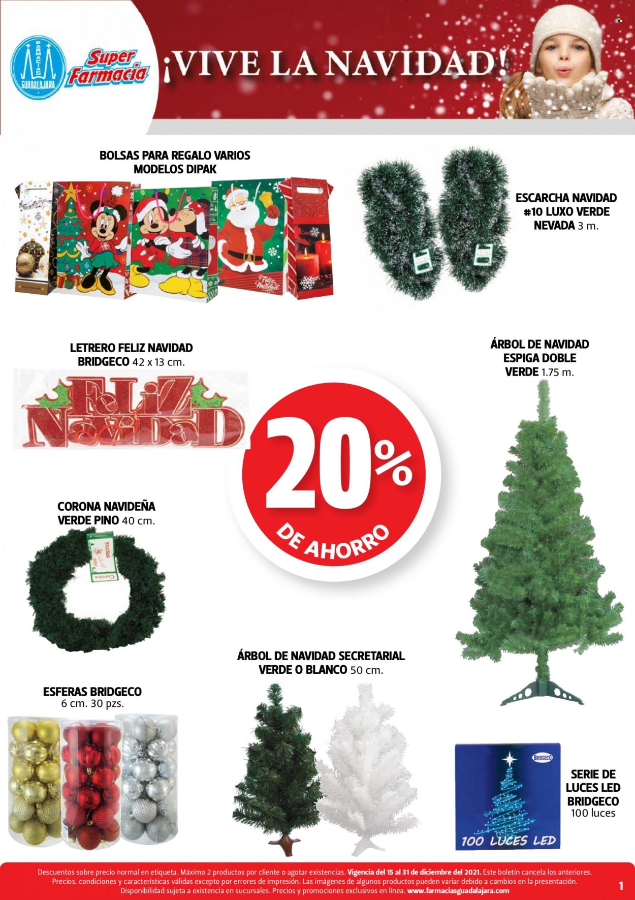 thumbnail - Folleto actual Farmacias Guadalajara - 15.12.2021 - 31.12.2021 - Ventas - árbol de Navidad. Página 1.