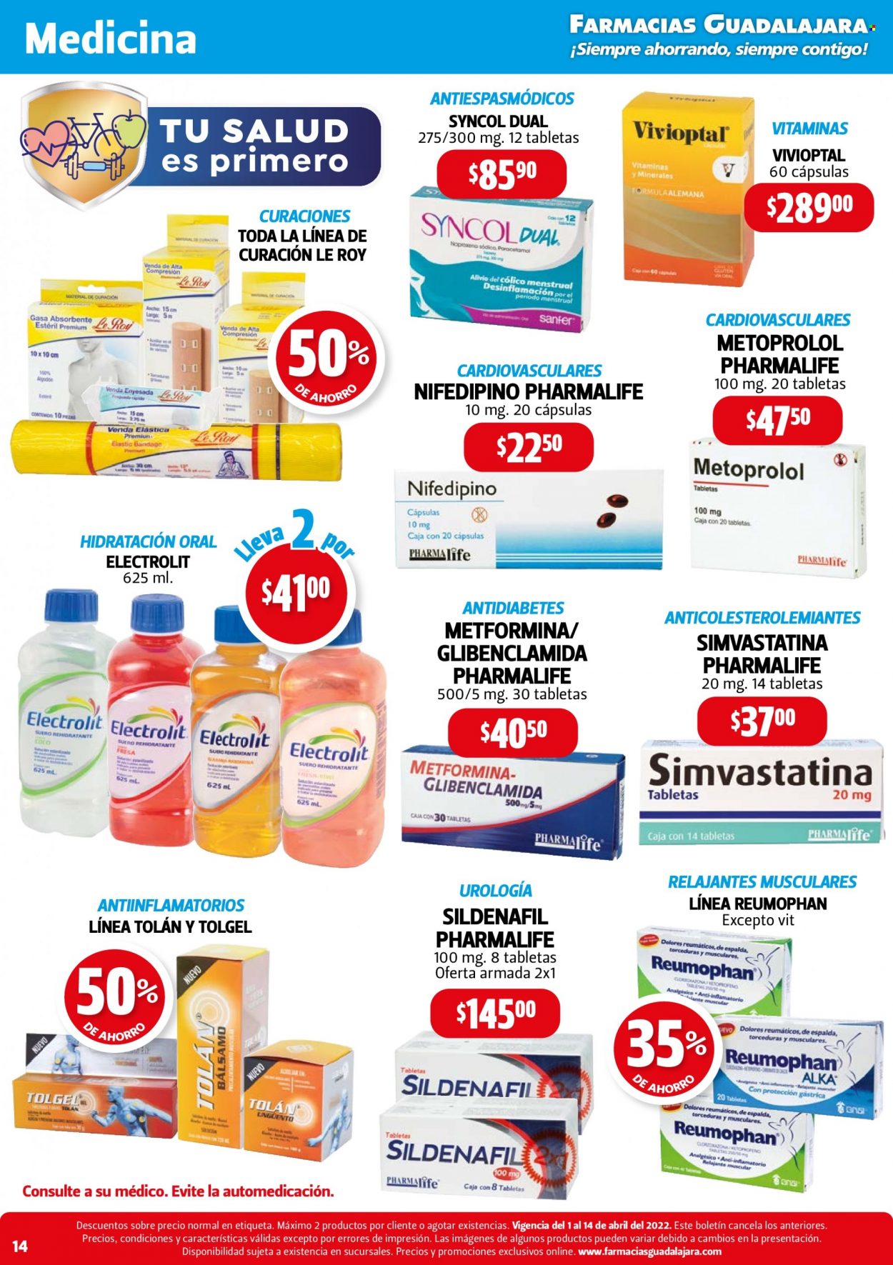 Catálogo Farmacias Guadalajara - 1.4.2022 - 14.4.2022. Página 14