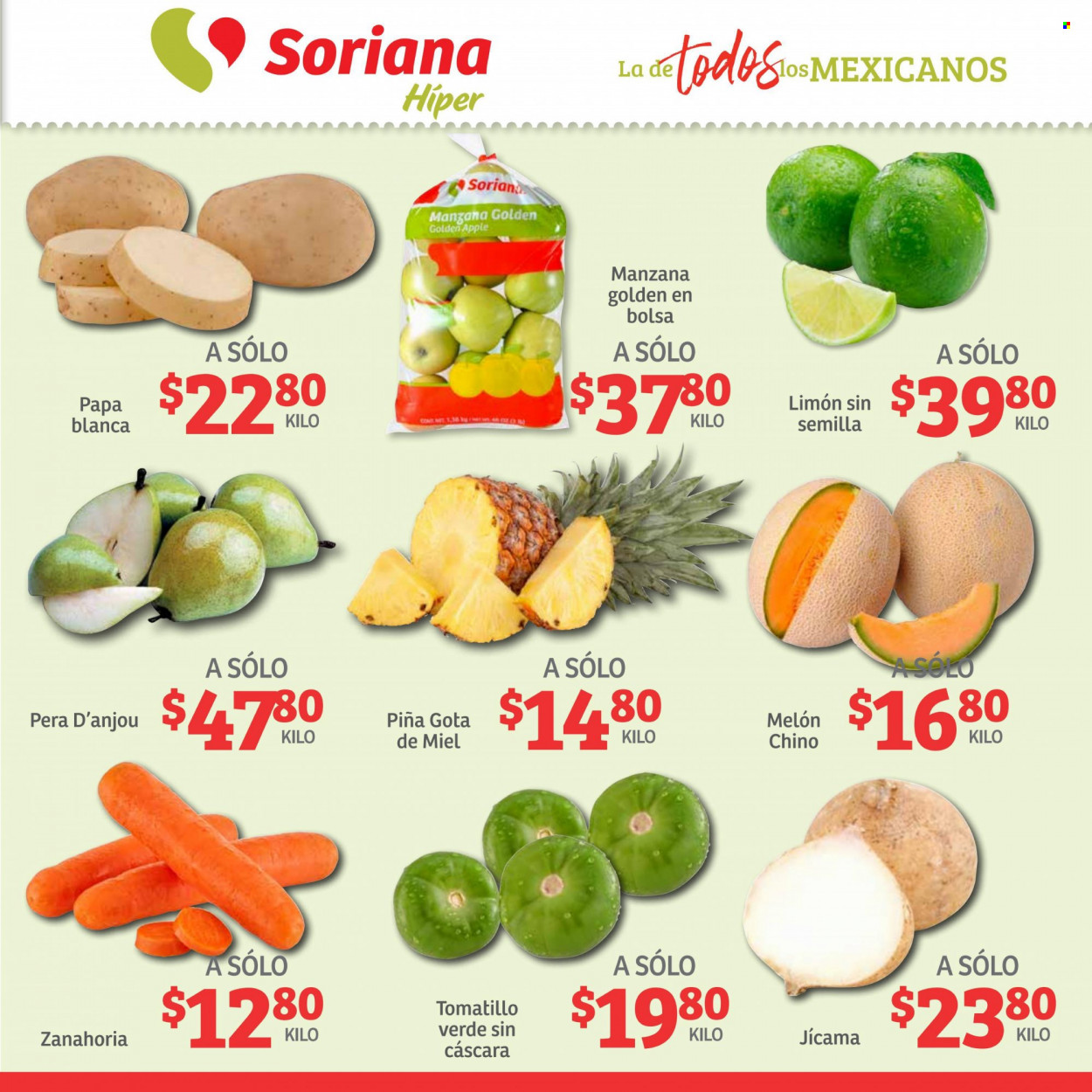 thumbnail - Folleto actual Soriana Híper - 20.5.2022 - 23.5.2022 - Ventas - piña, pera, manzanas, zanahoria, tomatillo, papa, melón. Página 3.