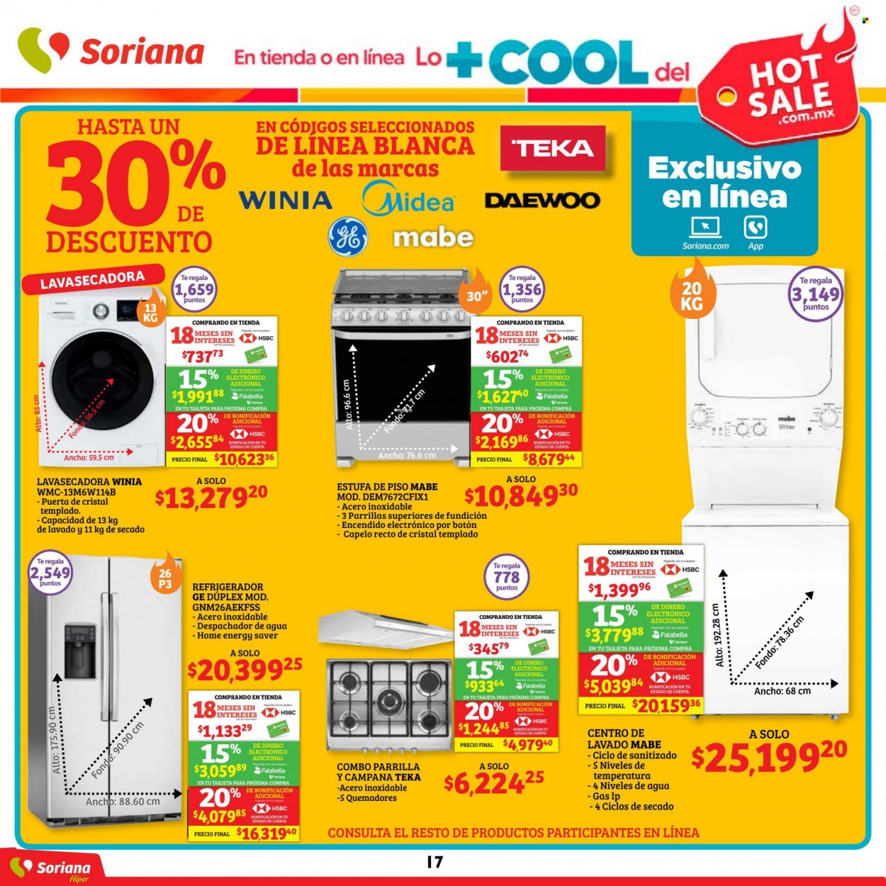 thumbnail - Folleto actual Soriana - 23.5.2022 - 31.5.2022 - Ventas - frigorífico, Daewoo, estufa, lavadora y secadora. Página 17.