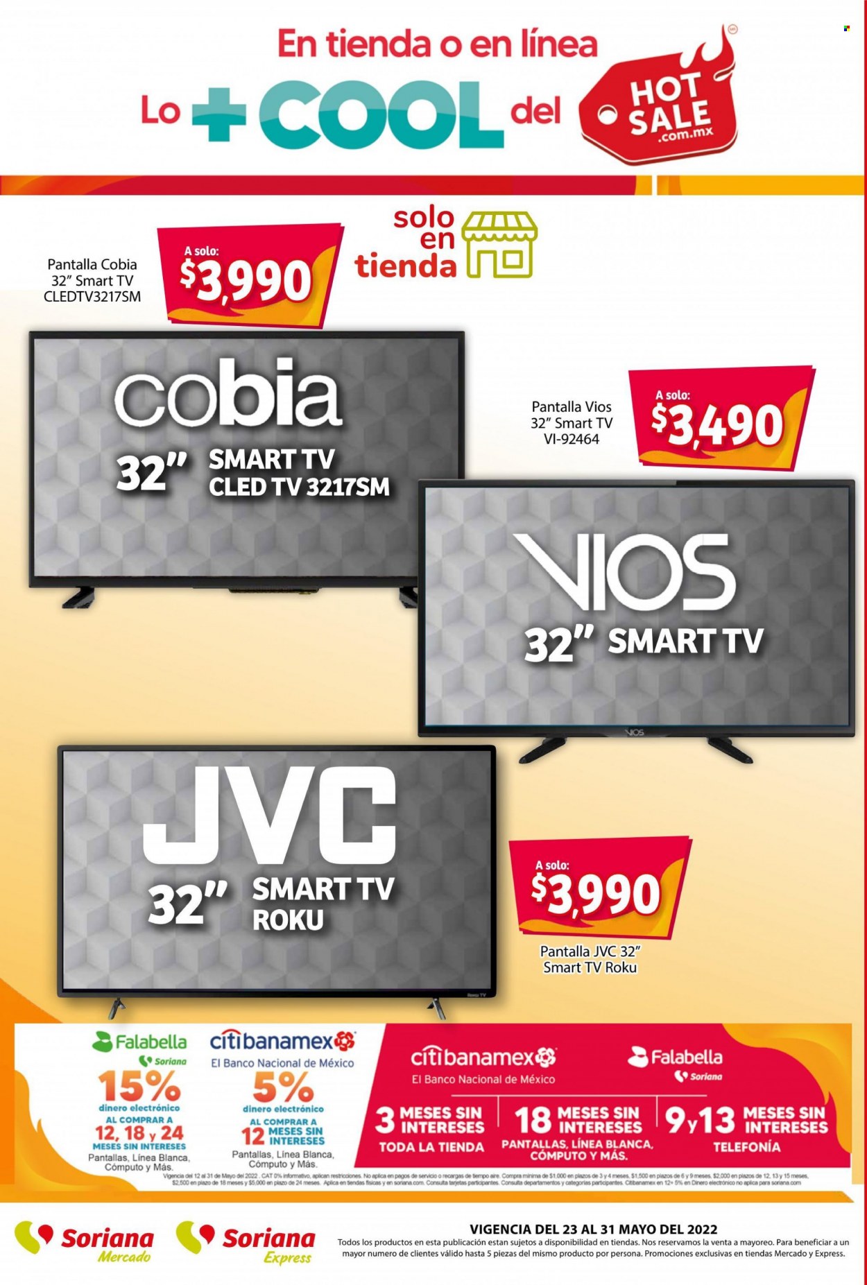 thumbnail - Folleto actual Soriana - 23.5.2022 - 31.5.2022 - Ventas - JVC, Smart TV, televisor. Página 4.
