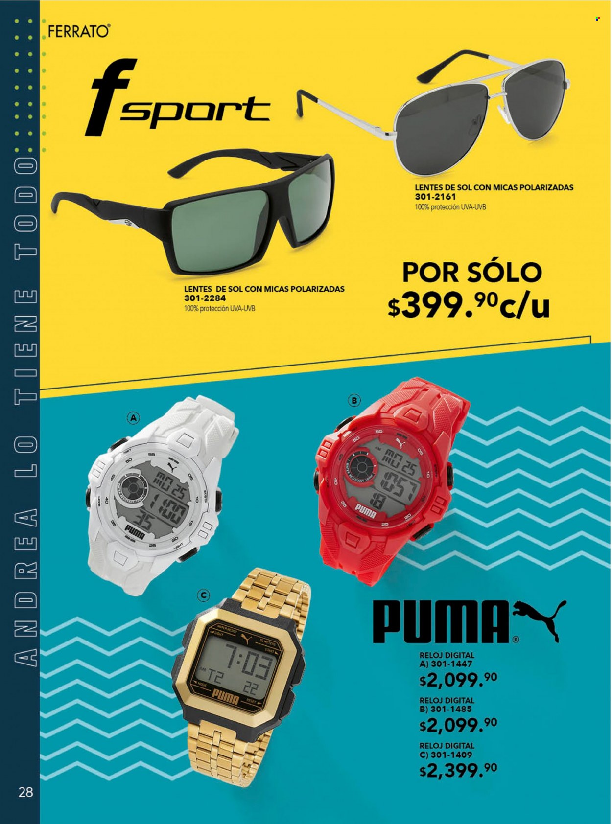 thumbnail - Folleto actual Andrea - 29.5.2022 - 27.8.2022 - Ventas - Puma, reloj, lentes de sol. Página 28.