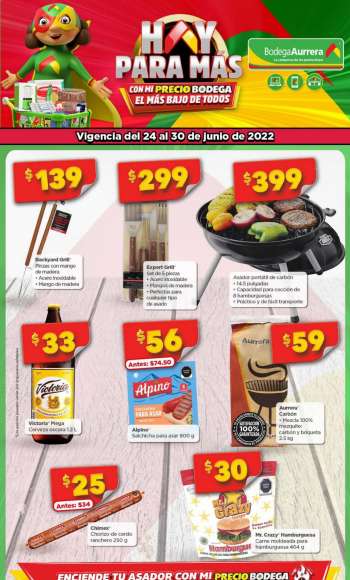 Folleto actual Bodega Aurrerá - 24.6.2022 - 30.6.2022.