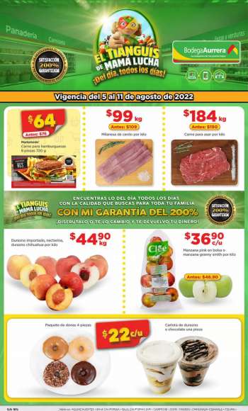 Folleto actual Bodega Aurrerá - 5.8.2022 - 11.8.2022.