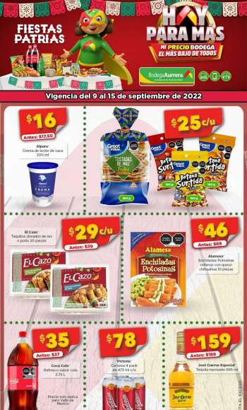 Folleto actual Bodega Aurrerá - 9.9.2022 - 15.9.2022.