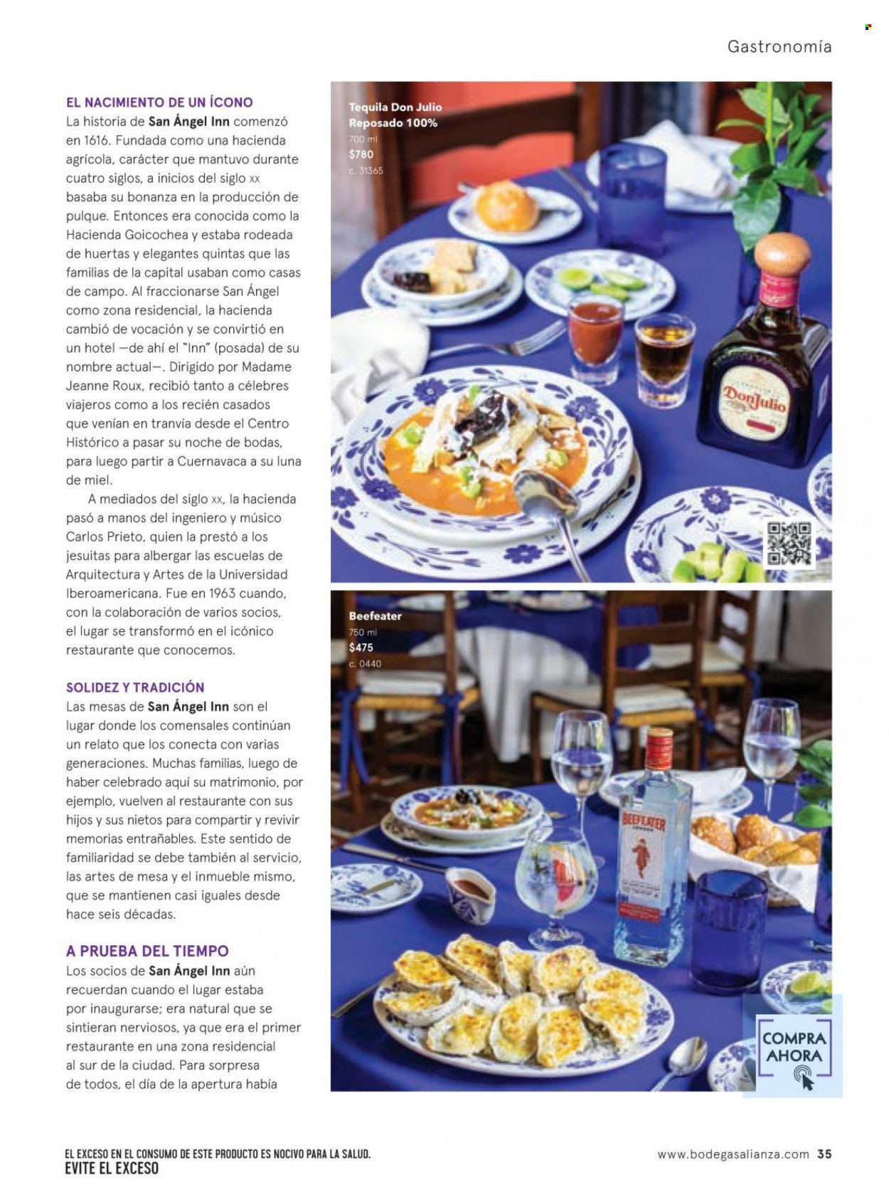 thumbnail - Folleto actual Bodegas Alianza - 1.11.2022 - 31.12.2022 - Ventas - bebida alcohólica, Beefeater, tequila, Don Julio. Página 39.