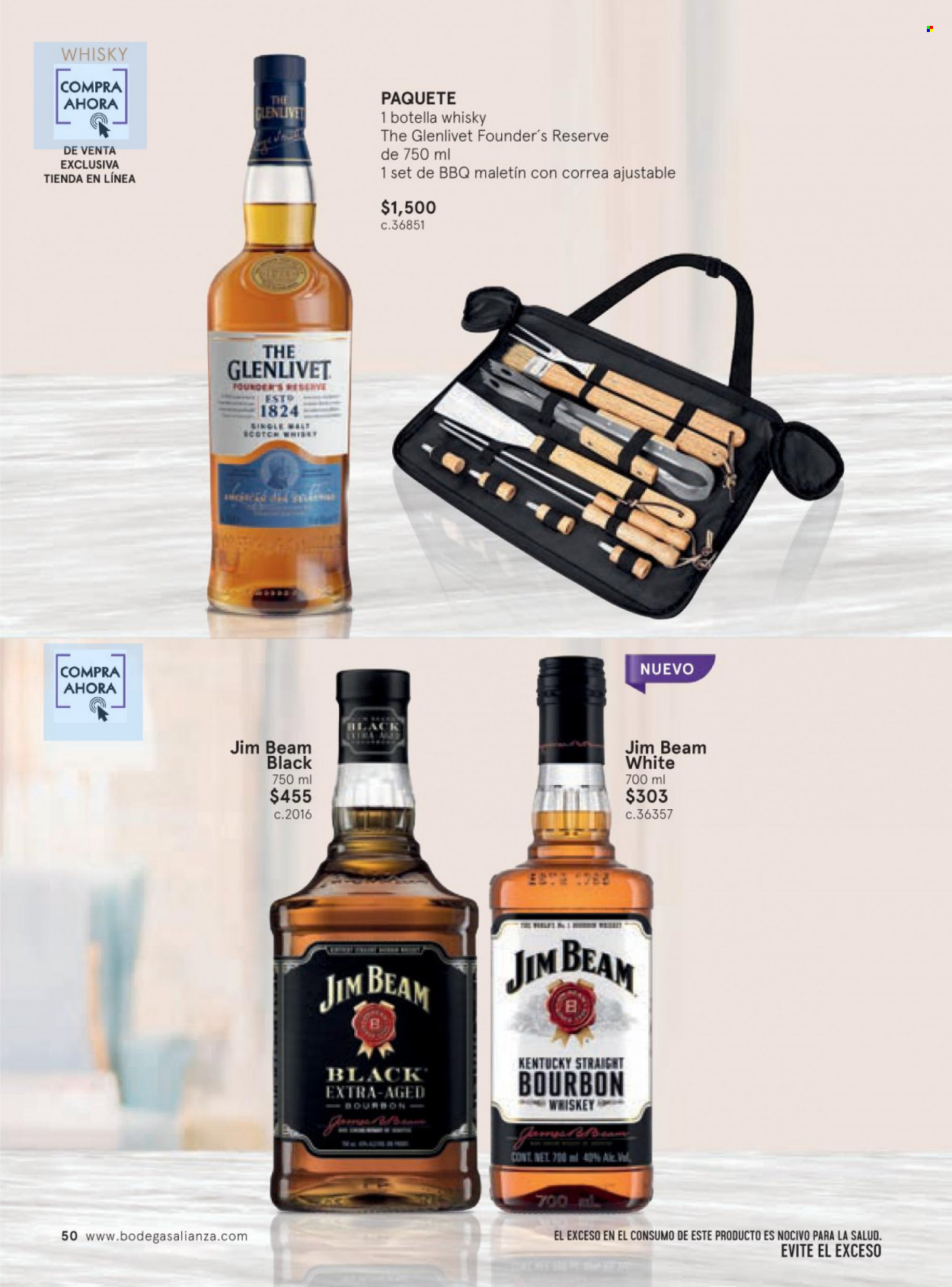 thumbnail - Folleto actual Bodegas Alianza - 1.11.2022 - 31.12.2022 - Ventas - bebida alcohólica, bourbon, Jim Beam, whisky, Scotch Whisky. Página 54.
