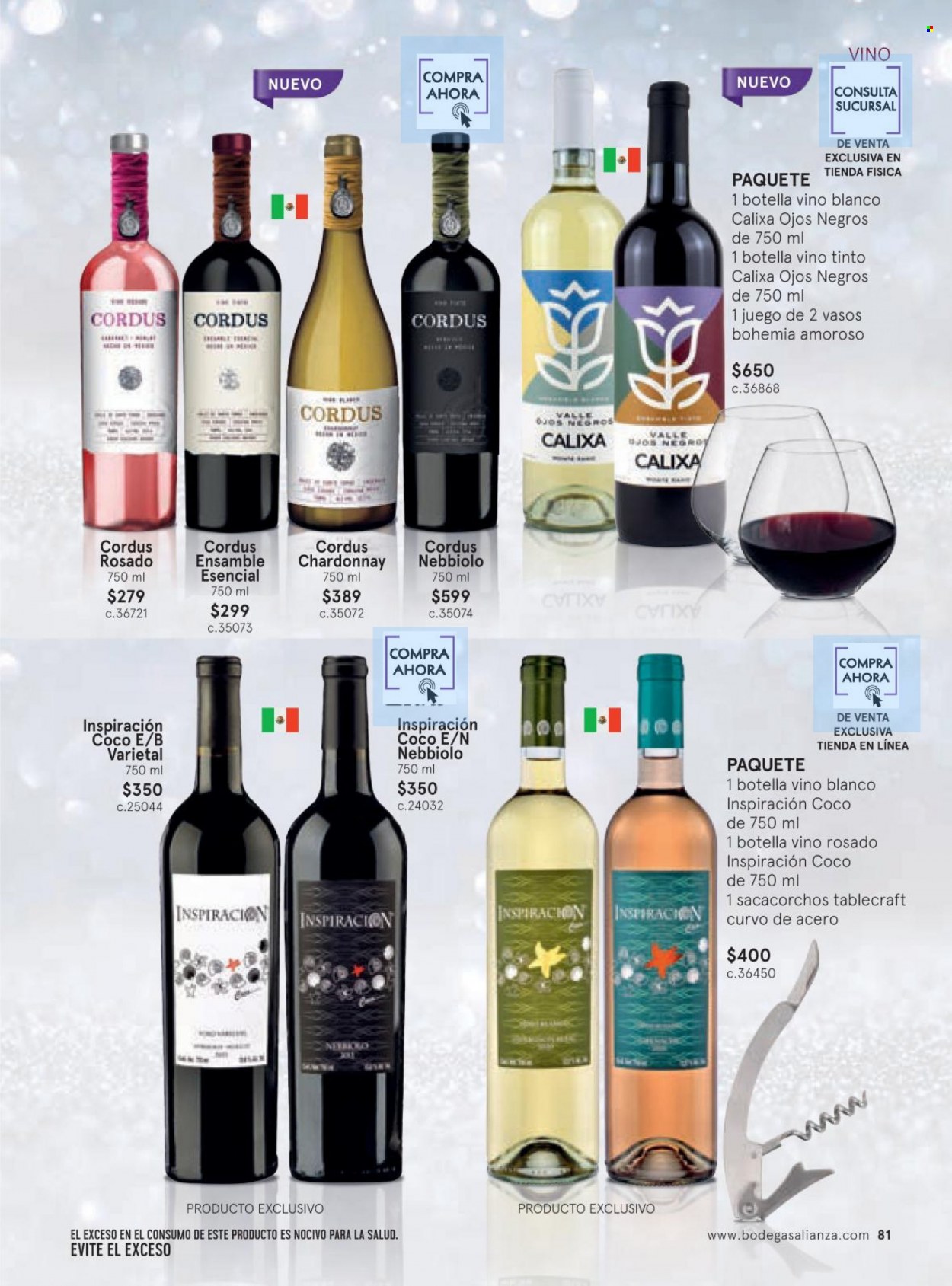 thumbnail - Folleto actual Bodegas Alianza - 1.11.2022 - 31.12.2022 - Ventas - bebida alcohólica, vino, Chardonnay, vino blanco, vino tinto, vino rosado. Página 85.