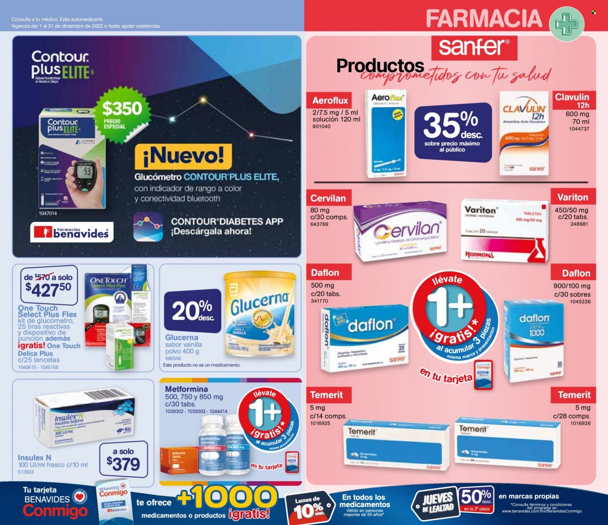 thumbnail - Folleto actual Farmacias Benavides - 1.12.2022 - 31.12.2022 - Ventas - Glucerna, glucometro, OneTouch, tiras reactivas, lancetas. Página 11.